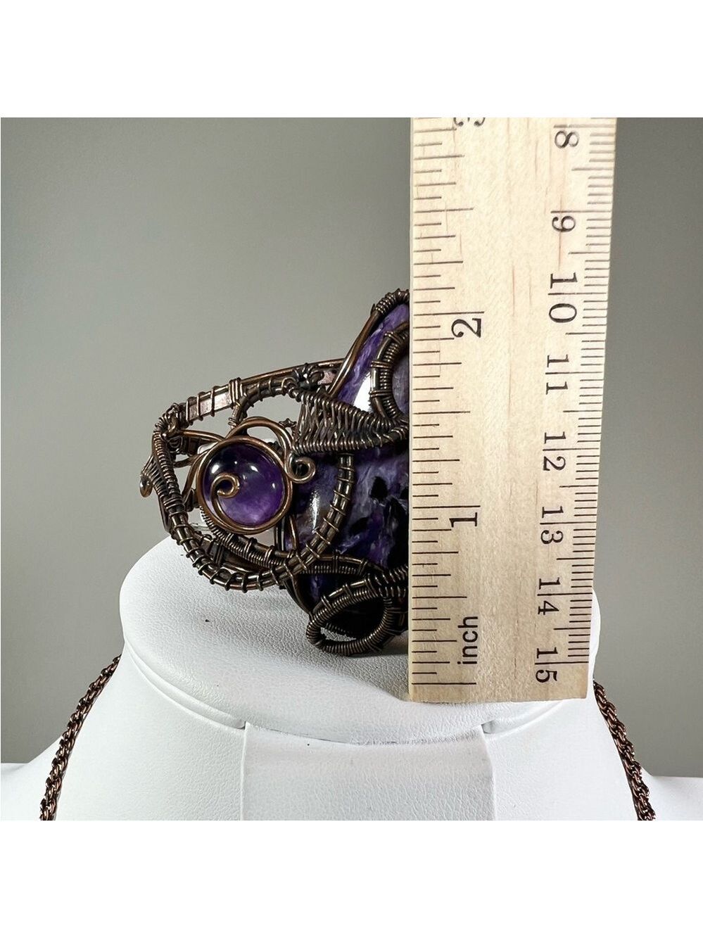 Charoite Amethyst Copper Wrapped Gemstone Bangle ONLY - Picture 5 of 9